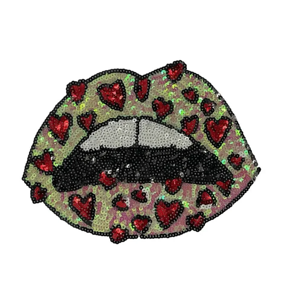 Balboa Women’s White Sequins Heart Lip Holes All Over Short Sleeve Tee T-shirt - Picture 11 of 11